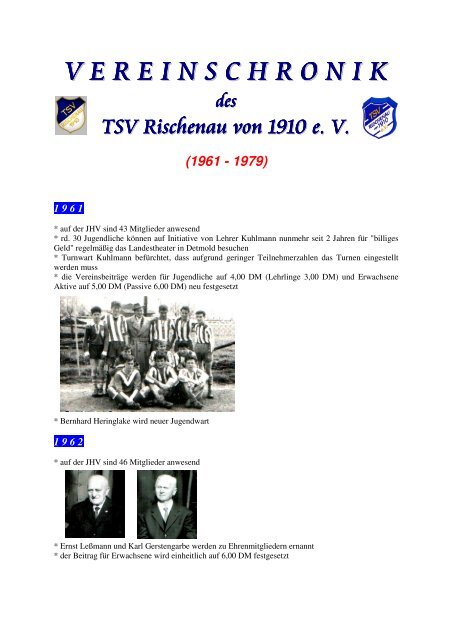 1961 - 1979 - TSV Rischenau 1910