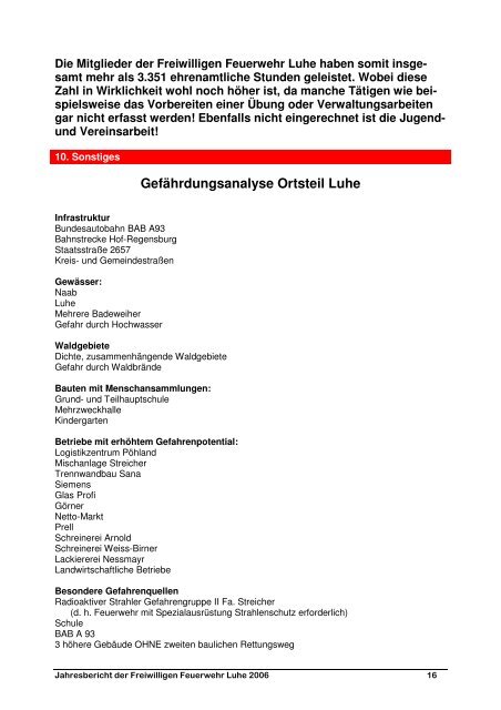 Jahresbericht 2006 - Freiwillige Feuerwehr Luhe-Markt