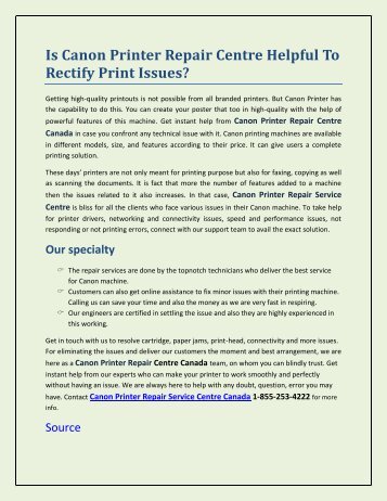 Is Canon Printer Repair Centre Helpful To Rectify Print Issues