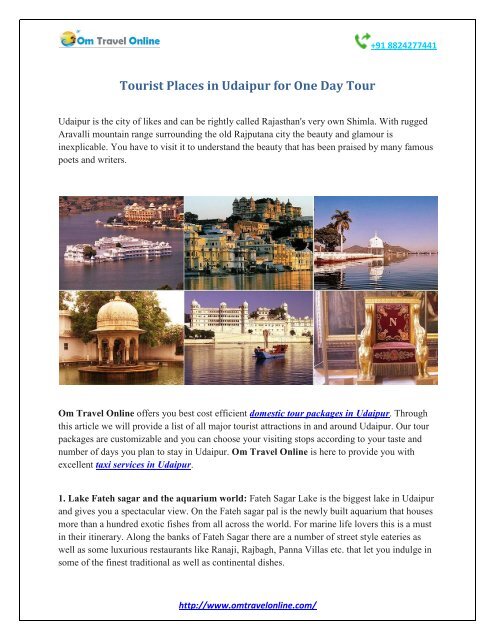 Tourist Places in Udaipur for One Day Tour