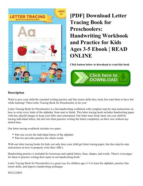 [PDF] Download Letter Tracing Book for Preschoolers: Handwriting Workbook and Practice for Kids Ages 3-5 Ebook | READ ONLINE