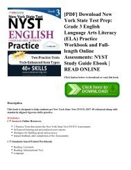 [PDF] Download New York State Test Prep: Grade 3 English Language Arts Literacy (ELA) Practice Workbook and Full-length Online Assessments: NYST Study Guide Ebook | READ ONLINE