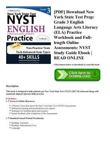 [PDF] Download New York State Test Prep: Grade 3 English Language Arts Literacy (ELA) Practice Workbook and Full-length Online Assessments: NYST Study Guide Ebook | READ ONLINE