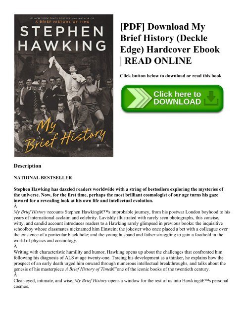 [PDF] Download My Brief History (Deckle Edge) Hardcover Ebook | READ ONLINE
