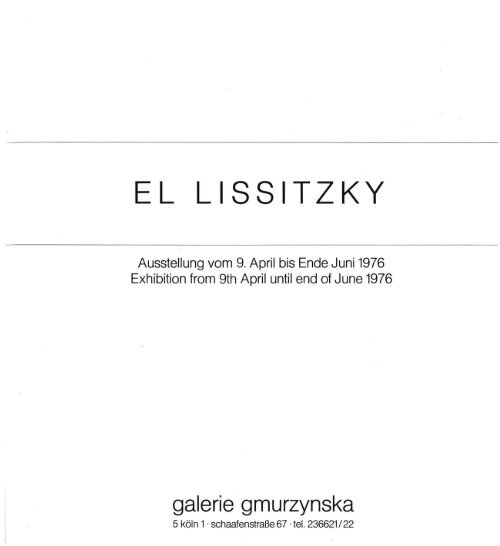 El Lissitzky, Galerie Gmurzynska 1976