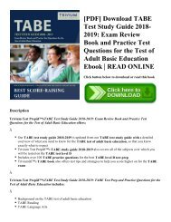 [PDF] Download TABE Test Study Guide 2018-2019: Exam Review Book and Practice Test Questions for the Test of Adult Basic Education Ebook | READ ONLINE