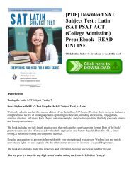 [PDF] Download SAT Subject Test : Latin (SAT PSAT ACT (College Admission) Prep) Ebook | READ ONLINE