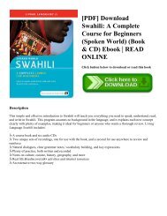 [PDF] Download Swahili: A Complete Course for Beginners (Spoken World) (Book & CD) Ebook | READ ONLINE