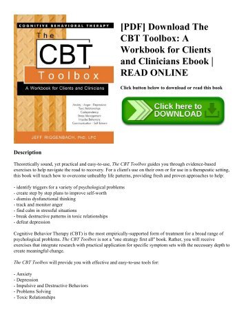 [PDF] Download The CBT Toolbox: A Workbook for Clients and Clinicians Ebook | READ ONLINE