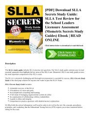 [PDF] Download SLLA Secrets Study Guide: SLLA Test Review for the School Leaders Licensure Assessment (Mometrix Secrets Study Guides) Ebook | READ ONLINE
