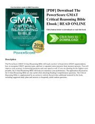 [PDF] Download The PowerScore GMAT Critical Reasoning Bible Ebook | READ ONLINE