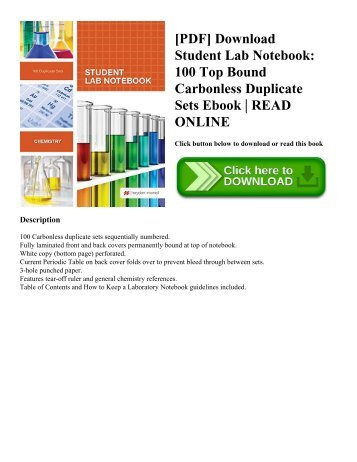 [PDF] Download Student Lab Notebook: 100 Top Bound Carbonless Duplicate Sets Ebook | READ ONLINE