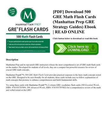 [PDF] Download 500 GRE Math Flash Cards (Manhattan Prep GRE Strategy Guides) Ebook | READ ONLINE