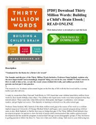 [PDF] Download Thirty Million Words: Building a Child's Brain Ebook | READ ONLINE