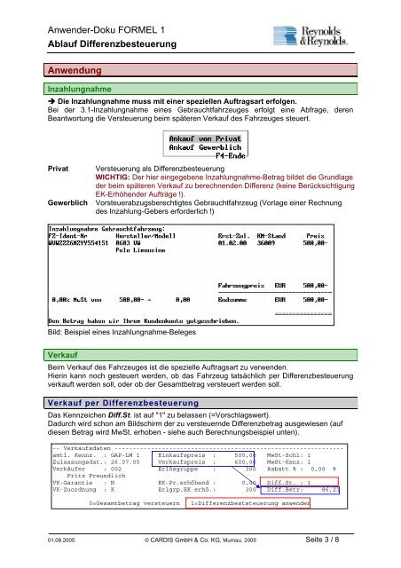 Anwender-Dokumentation Differenzbesteuerung