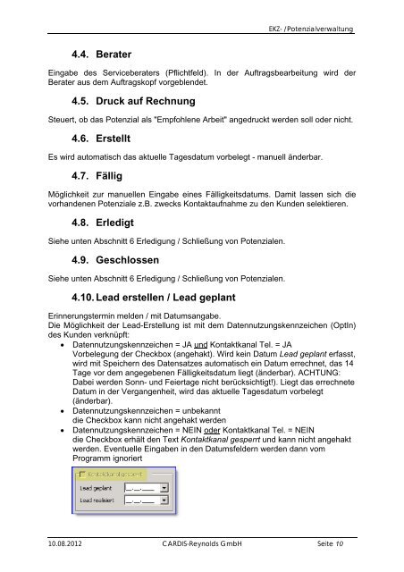 Potenzial-Verwaltung - CARDIS Reynolds