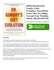 [PDF] Download Dr. Gundry's Diet Evolution: Turn Off the Genes That Are Killing You and Your Waistline Ebook | READ ONLINE