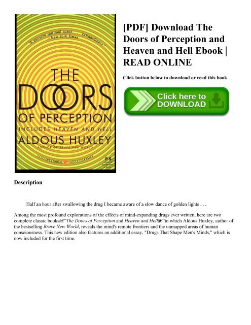 [PDF] Download The Doors of Perception and Heaven and Hell Ebook | READ ONLINE
