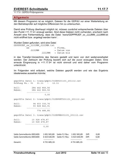 Kontenausgabe GDPDU 11.17.3 + 4