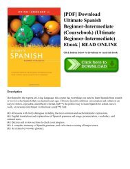 [PDF] Download Ultimate Spanish Beginner-Intermediate (Coursebook) (Ultimate Beginner-Intermediate) Ebook | READ ONLINE