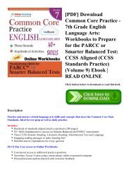 [PDF] Download Common Core Practice - 7th Grade English Language Arts: Workbooks to Prepare for the PARCC or Smarter Balanced Test: CCSS Aligned (CCSS Standards Practice) (Volume 9) Ebook | READ ONLINE