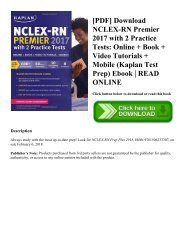 [PDF] Download NCLEX-RN Premier 2017 with 2 Practice Tests: Online + Book + Video Tutorials + Mobile (Kaplan Test Prep) Ebook | READ ONLINE