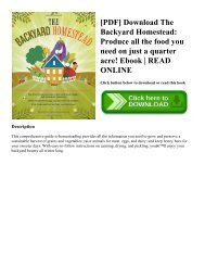 [PDF] Download The Backyard Homestead: Produce all the food you need on just a quarter acre! Ebook | READ ONLINE