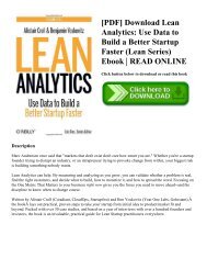 [PDF] Download Lean Analytics: Use Data to Build a Better Startup Faster (Lean Series) Ebook | READ ONLINE