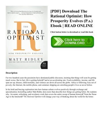 [PDF] Download The Rational Optimist: How Prosperity Evolves (P.s.) Ebook | READ ONLINE