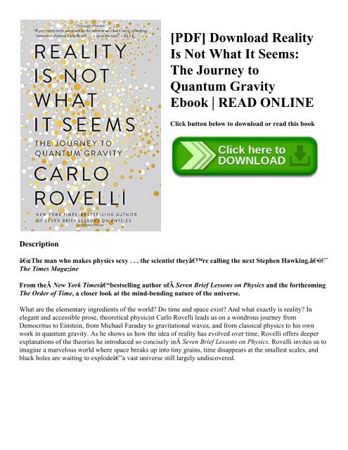 [PDF] Download Reality Is Not What It Seems: The Journey to Quantum Gravity Ebook | READ ONLINE