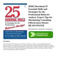 [PDF] Download 25 Essential Skills and Strategies for the Professional Behavior Analyst: Expert Tips for Maximizing Consulting Effectiveness Ebook | READ ONLINE