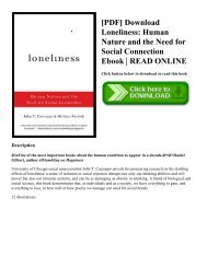 [PDF] Download Loneliness: Human Nature and the Need for Social Connection Ebook | READ ONLINE