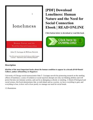 [PDF] Download Loneliness: Human Nature and the Need for Social Connection Ebook | READ ONLINE