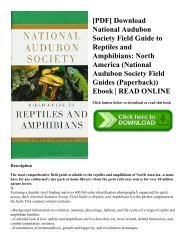 [PDF] Download National Audubon Society Field Guide to Reptiles and Amphibians: North America (National Audubon Society Field Guides (Paperback)) Ebook | READ ONLINE