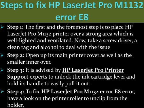 1-800-597-1052 Fix HP LaserJet Pro M1132 Error E8