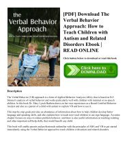 [PDF] Download The Verbal Behavior Approach: How to Teach Children with Autism and Related Disorders Ebook | READ ONLINE
