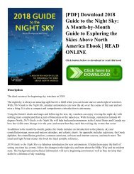 [PDF] Download 2018 Guide to the Night Sky: A Month-by-Month Guide to Exploring the Skies Above North America Ebook | READ ONLINE