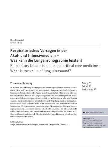 Roehrig S et al.  Respiratorisches Versagen (...) - Lungensonographie für Alle.....