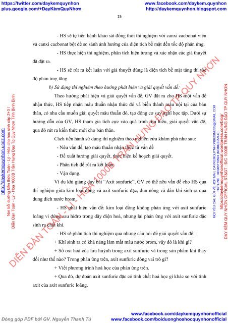 THIẾT KẾ VÀ SỬ DỤNG THÍ NGHIỆM GẮN KẾT CUỘC SỐNG TRONG DẠY HỌC HOÁ HỌC LỚP 10 THPT (2017)