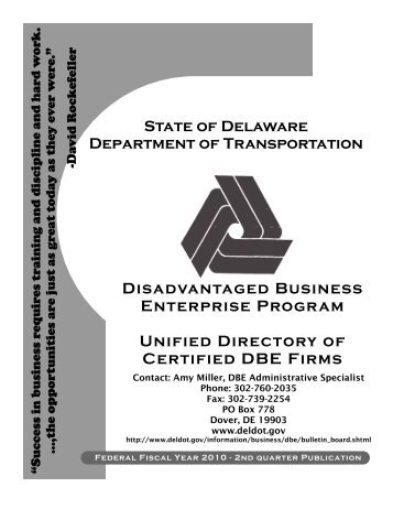 Disadvantaged Business Enterprise Program Unified Directory