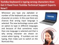 Toshiba Keyboard is typing wrong characters then Get it fixed from Toshiba Technical Support Experts Now!!