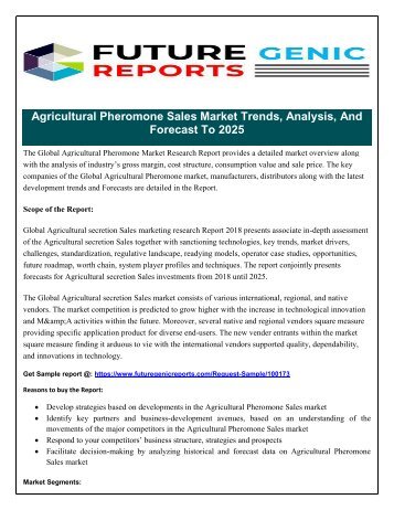 Agricultural Pheromone Sales Market Analysis based on Agricultural and Commercial Applications 2018