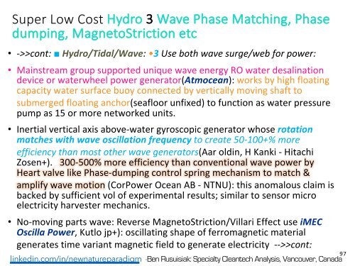 Minder Bekende, Skoon, Lae Koste, Oorvloedige Energietegnologieë en Verwante Toepassings wat die Wêreld sou Verander./ Less Known, Clean, Low Cost, Abundant Energy Technologies & Related Game Changing Applications.