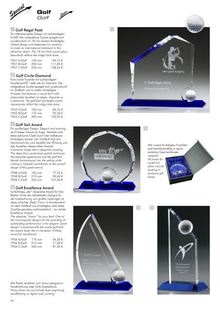 Awards Pokale Trophäen Medaillen mit Gravur 