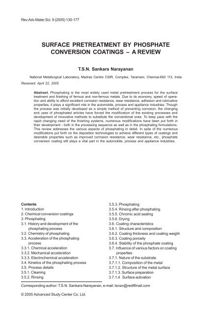 surface pretreatment by phosphate conversion coatings – a review