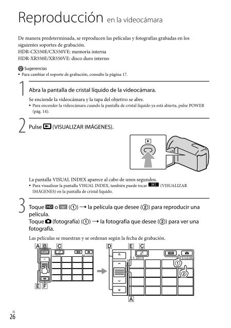 Sony HDR-XR550E - HDR-XR550E Istruzioni per l'uso Spagnolo