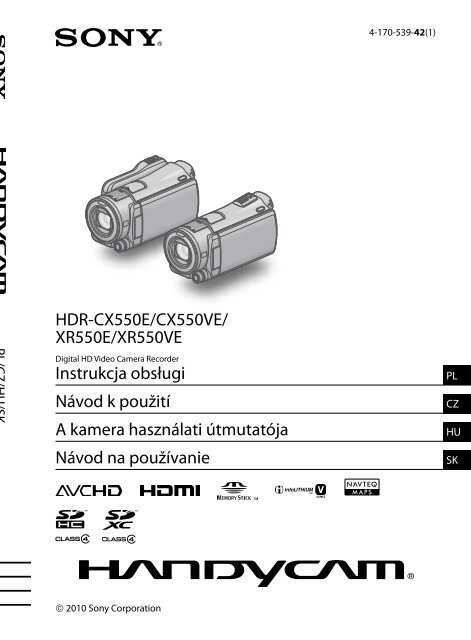 Sony HDR-XR550E - HDR-XR550E Istruzioni per l'uso Slovacco