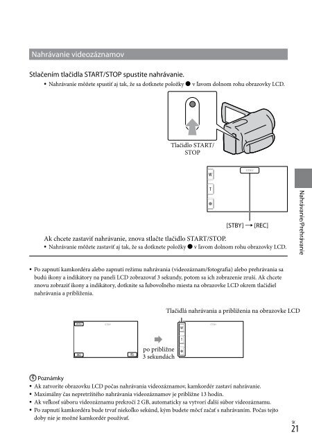 Sony HDR-XR550E - HDR-XR550E Istruzioni per l'uso Slovacco