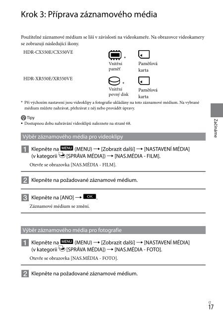 Sony HDR-XR550E - HDR-XR550E Istruzioni per l'uso Slovacco