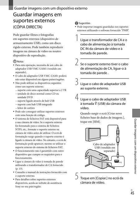 Sony HDR-XR550E - HDR-XR550E Istruzioni per l'uso Portoghese